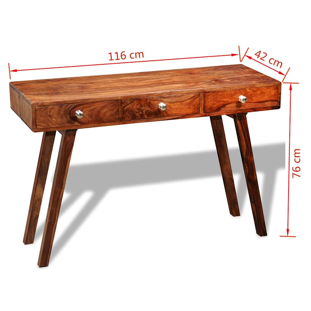 konsolbord med 3 skuffer 76 cm massivt akacietræ