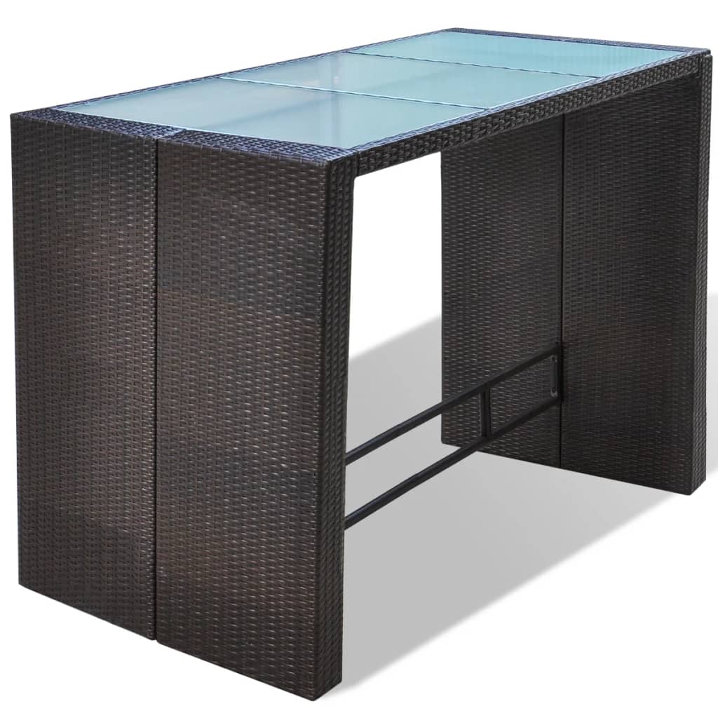 havebarsæt 7 dele med hynder polyrattan brun