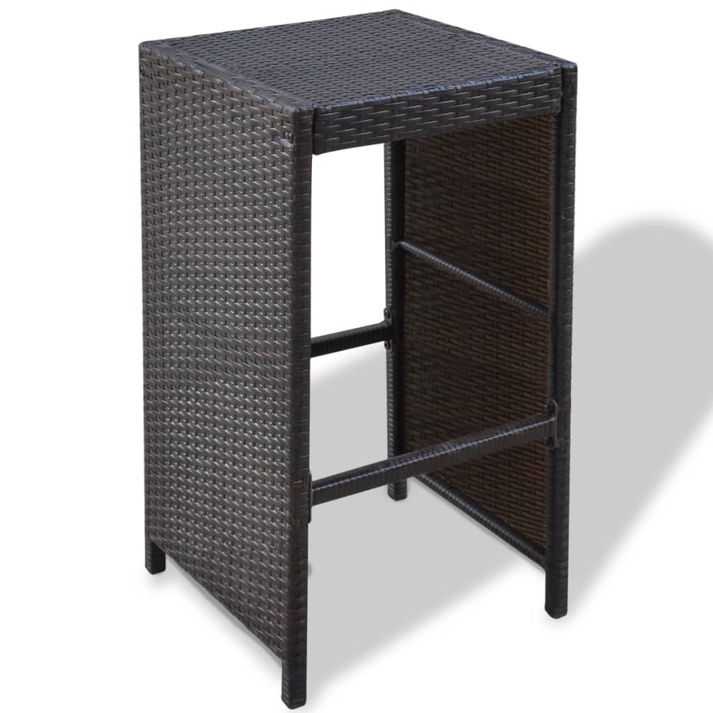 havebarsæt 7 dele med hynder polyrattan brun