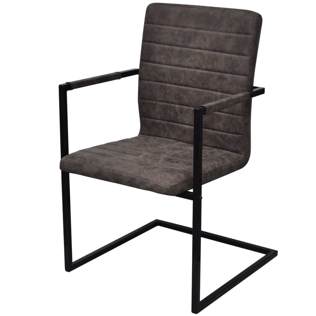 spisebordsstole med cantilever 4 stk. kunstlæder brun