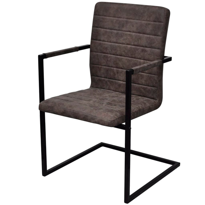 spisebordsstole med cantilever 4 stk. kunstlæder brun
