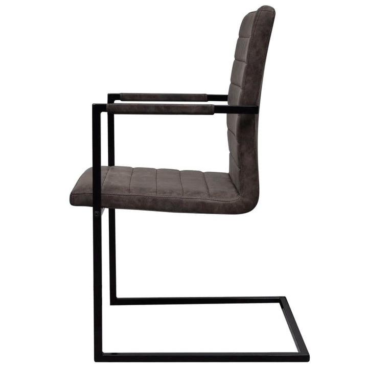 spisebordsstole med cantilever 4 stk. kunstlæder brun
