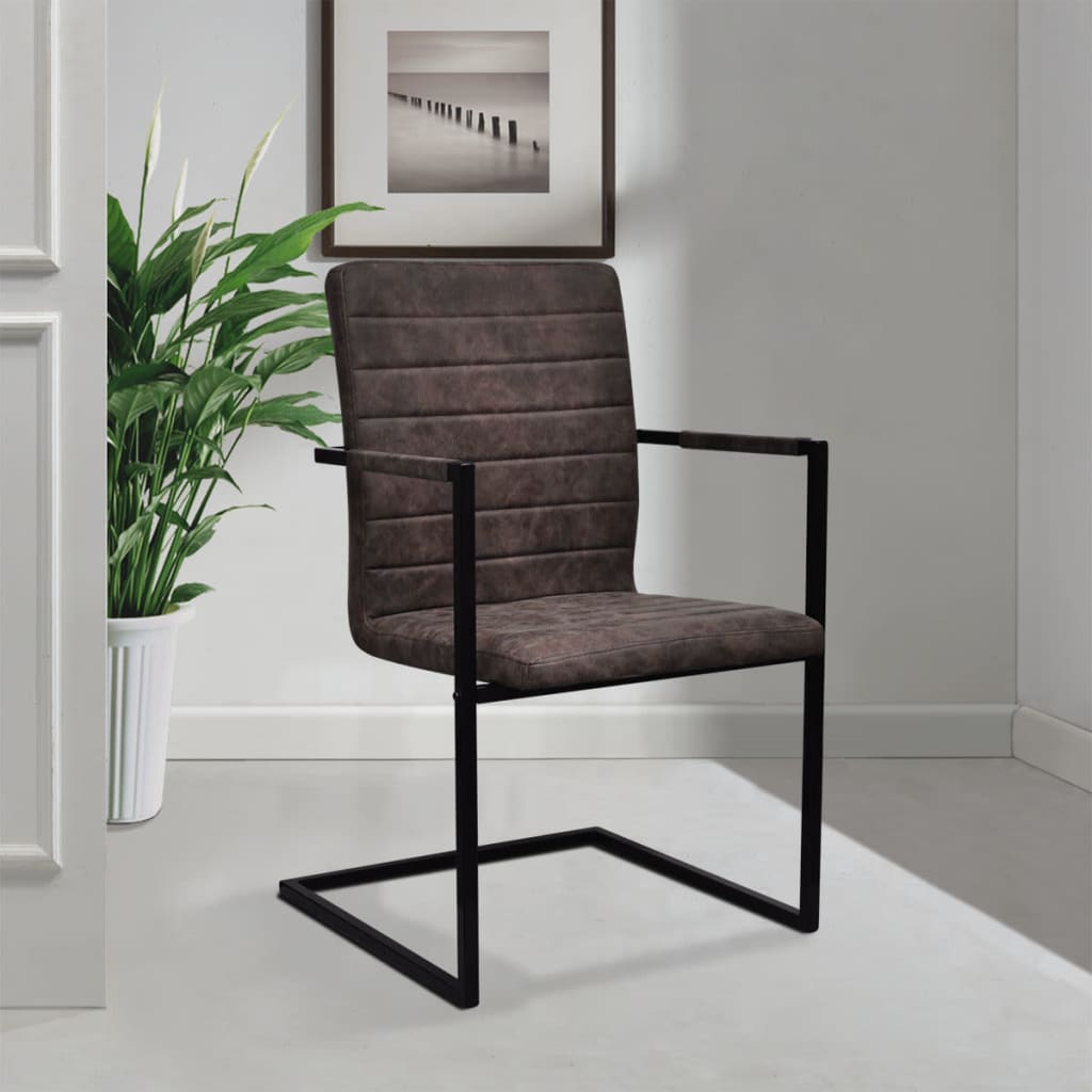 spisebordsstole med cantilever 4 stk. kunstlæder brun