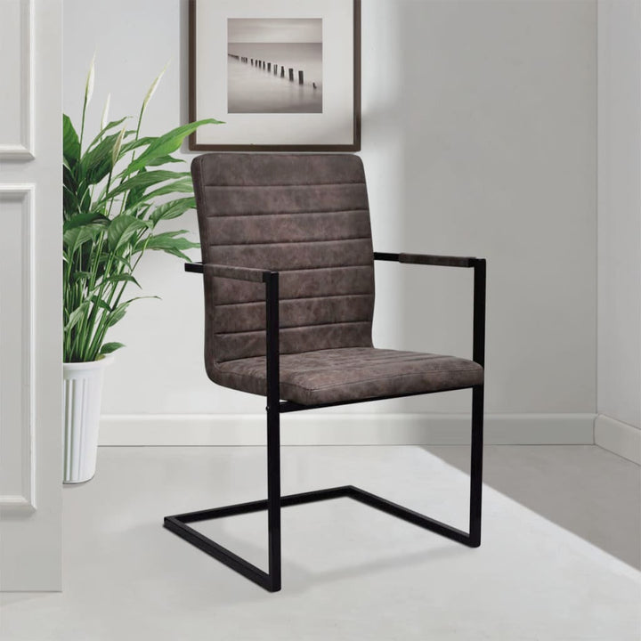 spisebordsstole med cantilever 4 stk. kunstlæder brun