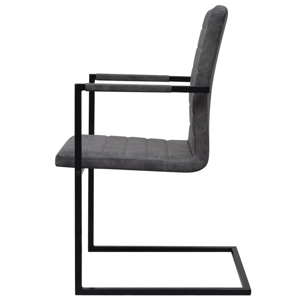 spisebordsstole med cantilever 4 stk. kunstlæder grå