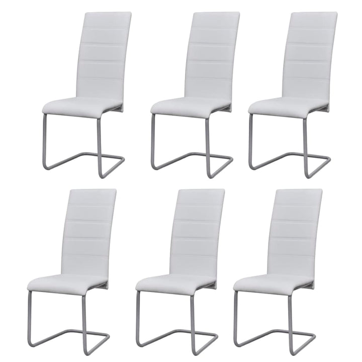 spisebordsstole med cantilever 6 stk. stof hvid