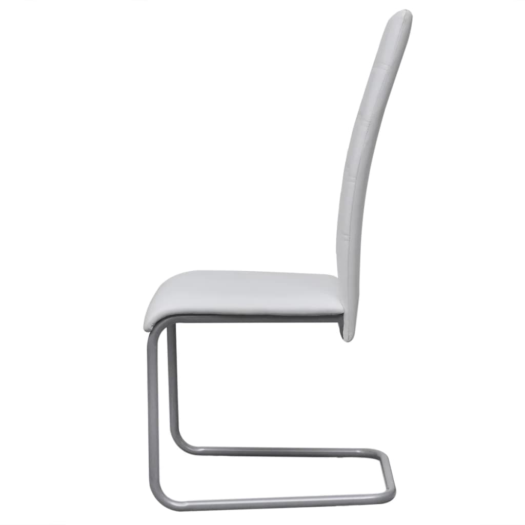 spisebordsstole med cantilever 6 stk. stof hvid
