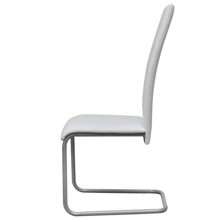 spisebordsstole med cantilever 6 stk. stof hvid