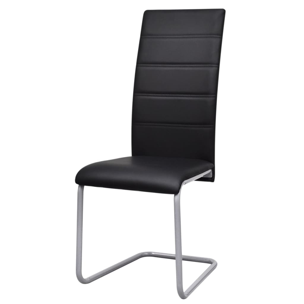 spisebordsstole med cantilever 6 stk. kunstlæder sort