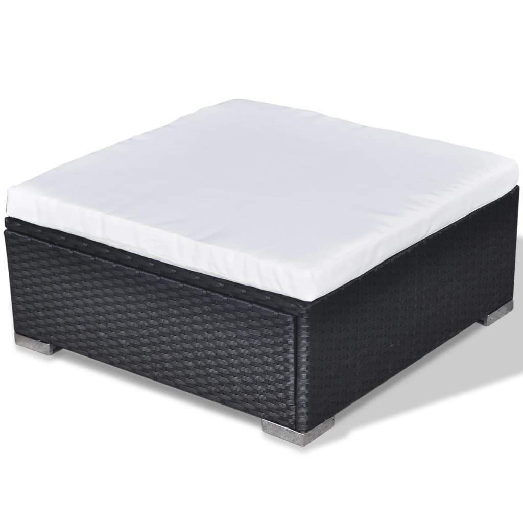 haveloungesæt 5 dele med hynder polyrattan sort