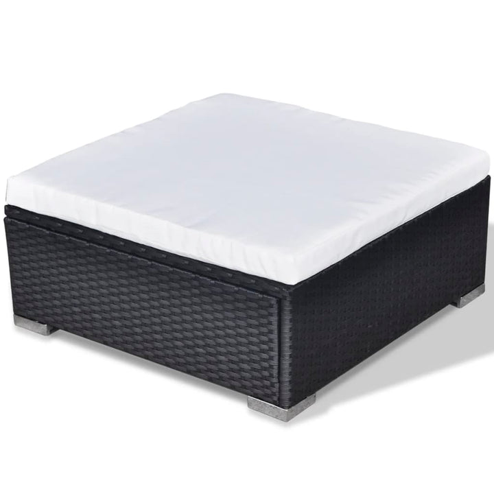 haveloungesæt 5 dele med hynder polyrattan sort