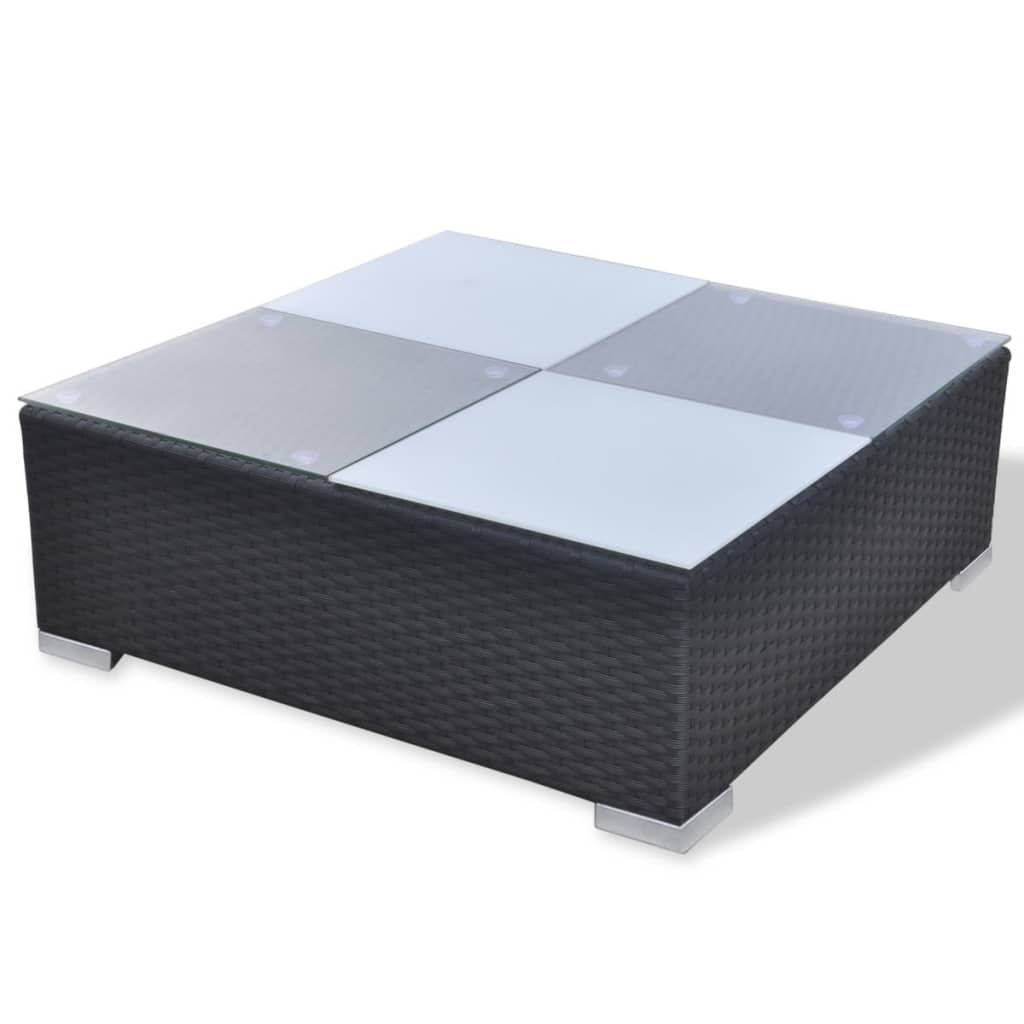 haveloungesæt 10 dele med hynder polyrattan sort