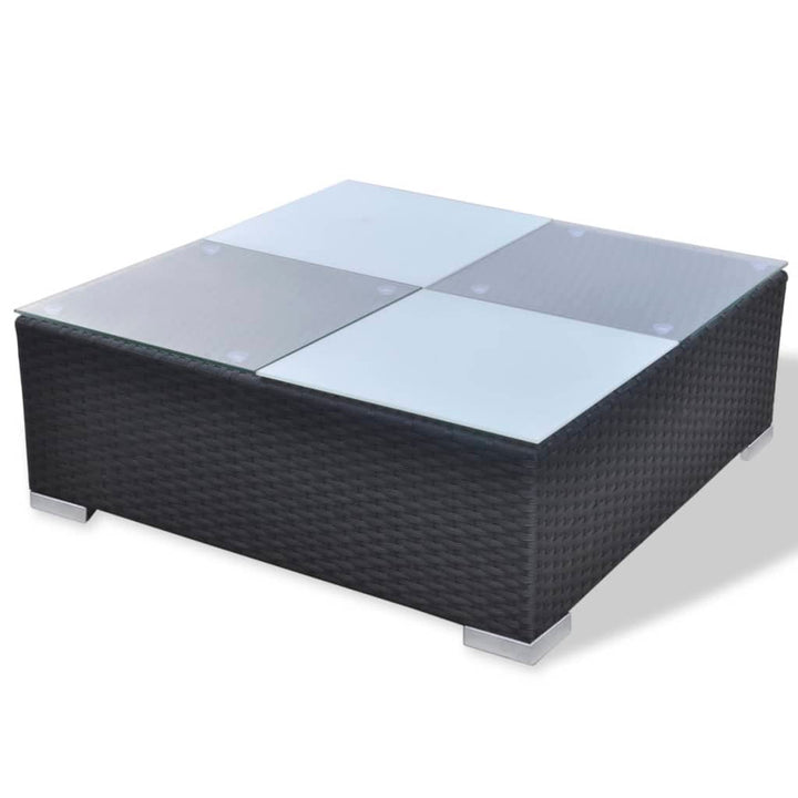 haveloungesæt 10 dele med hynder polyrattan sort