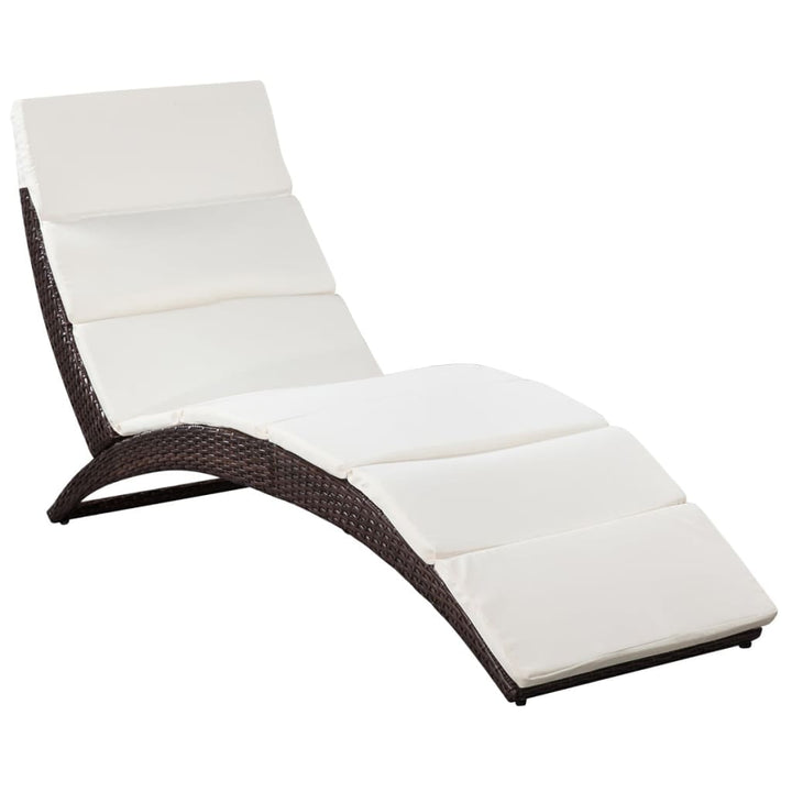 foldbar liggestol med hynde polyrattan brun