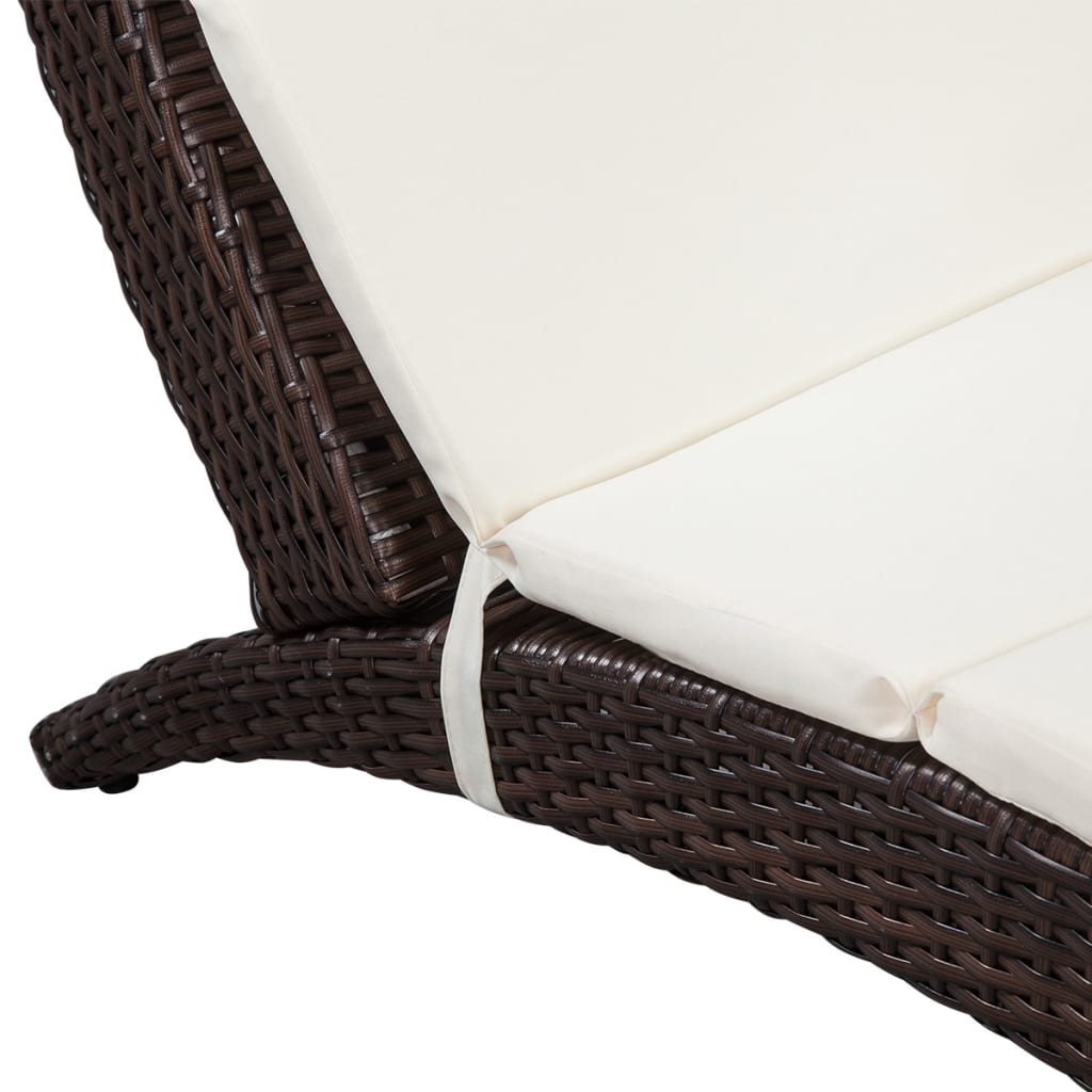 foldbar liggestol med hynde polyrattan brun
