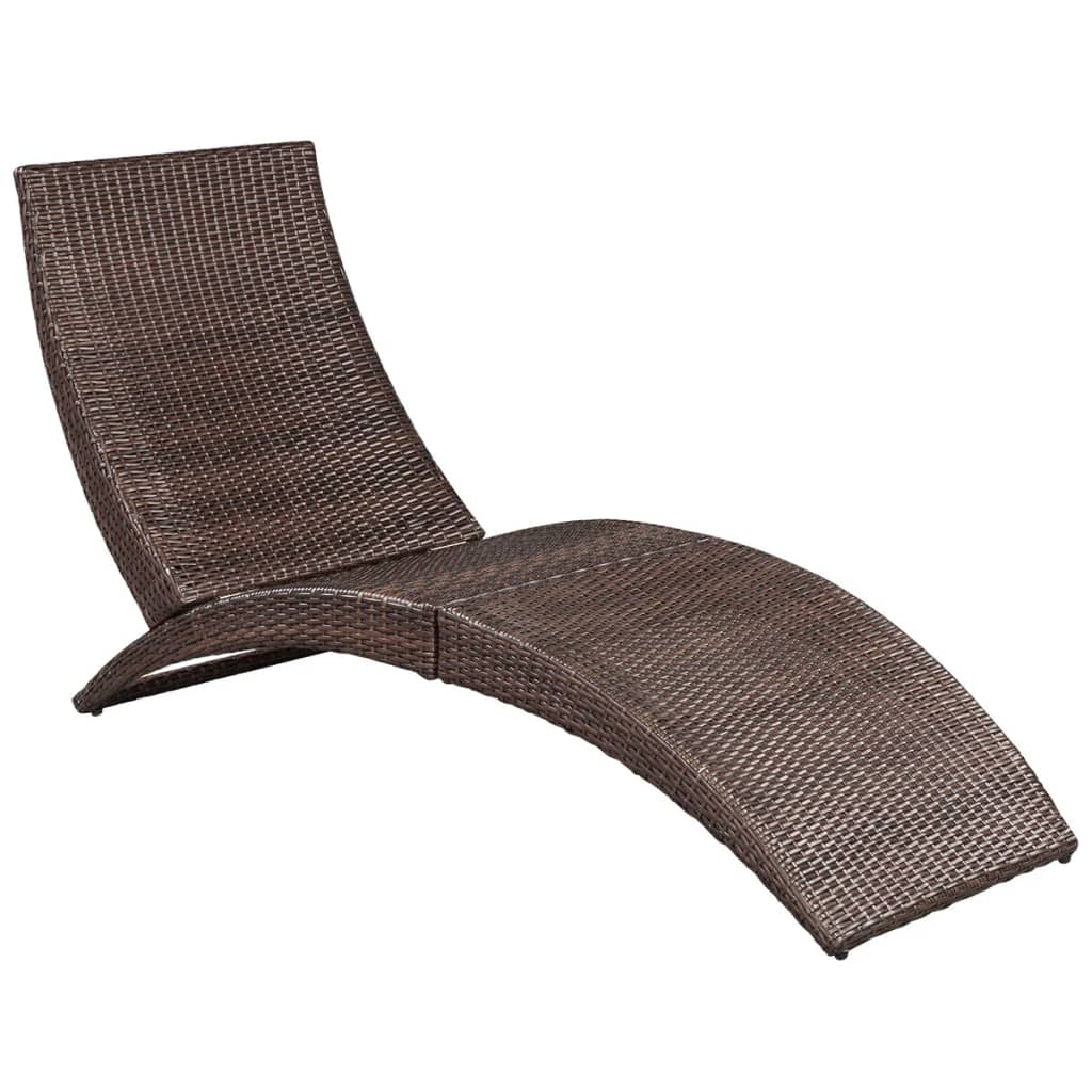 foldbar liggestol med hynde polyrattan brun