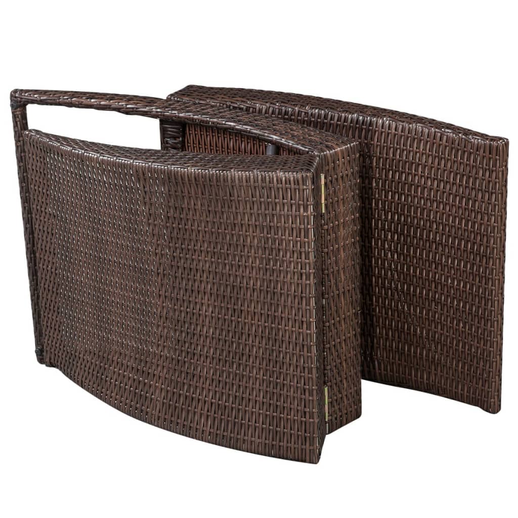 foldbar liggestol med hynde polyrattan brun