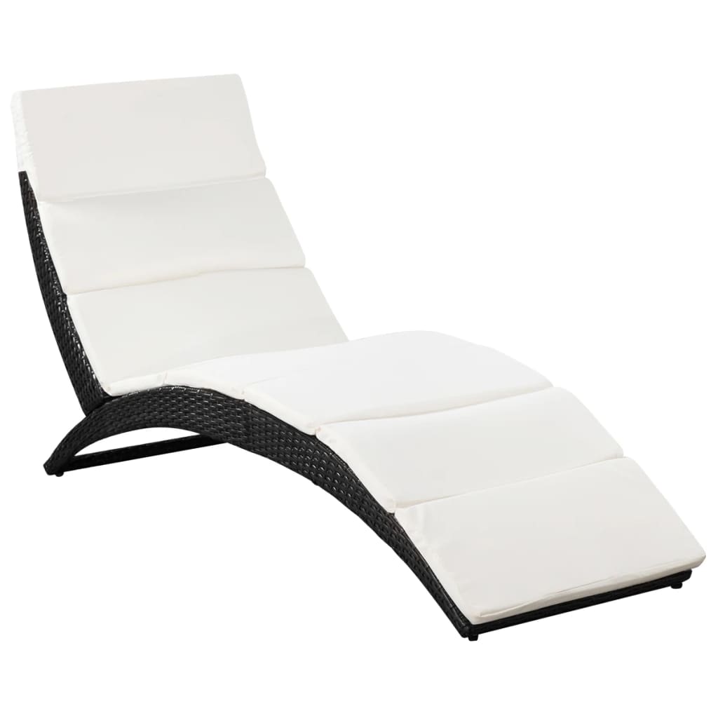 foldbar liggestol med hynde polyrattan sort