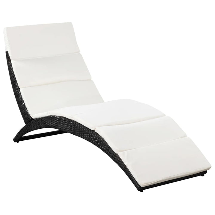 foldbar liggestol med hynde polyrattan sort