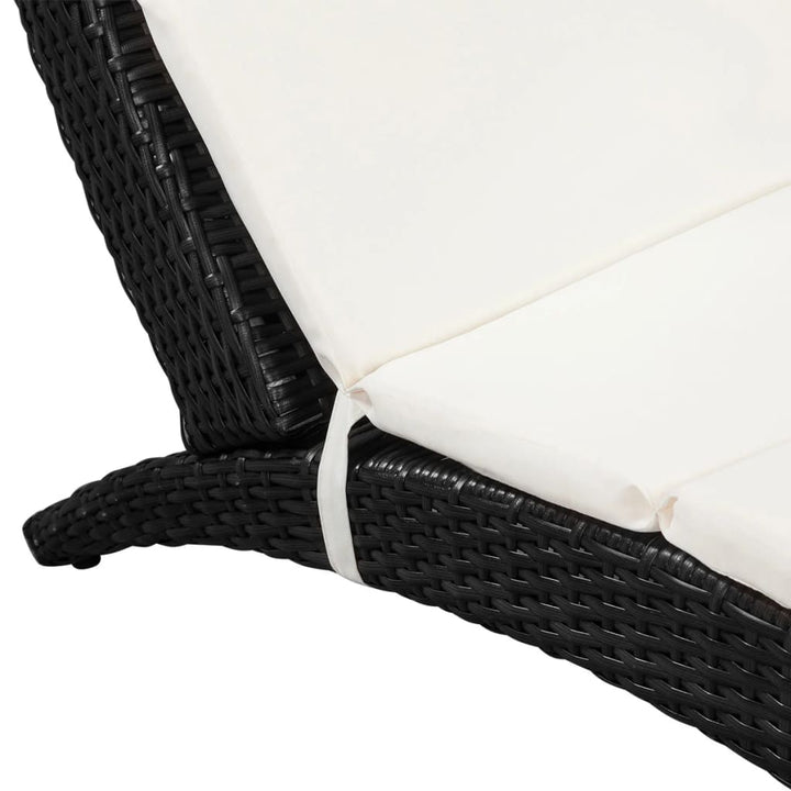 foldbar liggestol med hynde polyrattan sort
