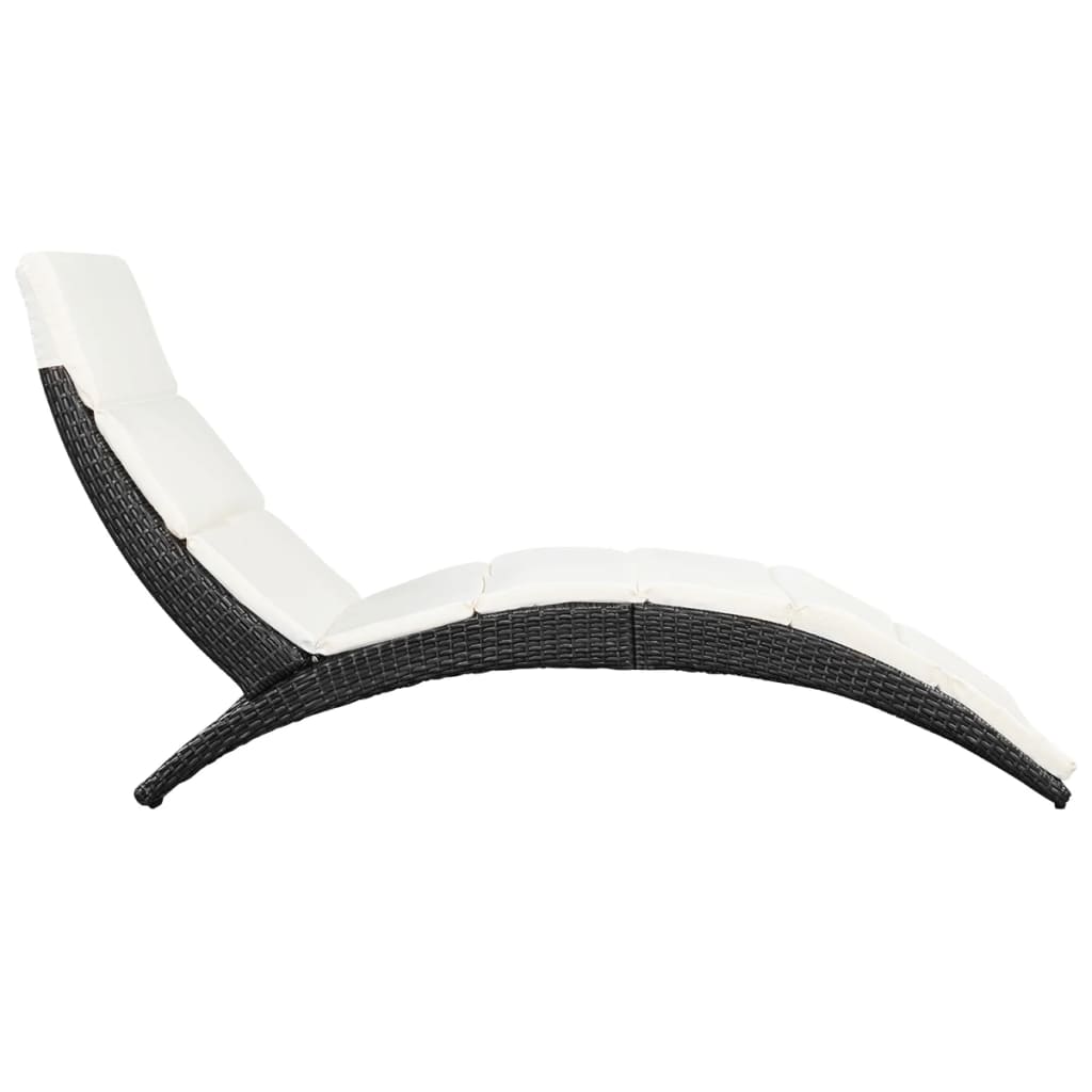 foldbar liggestol med hynde polyrattan sort