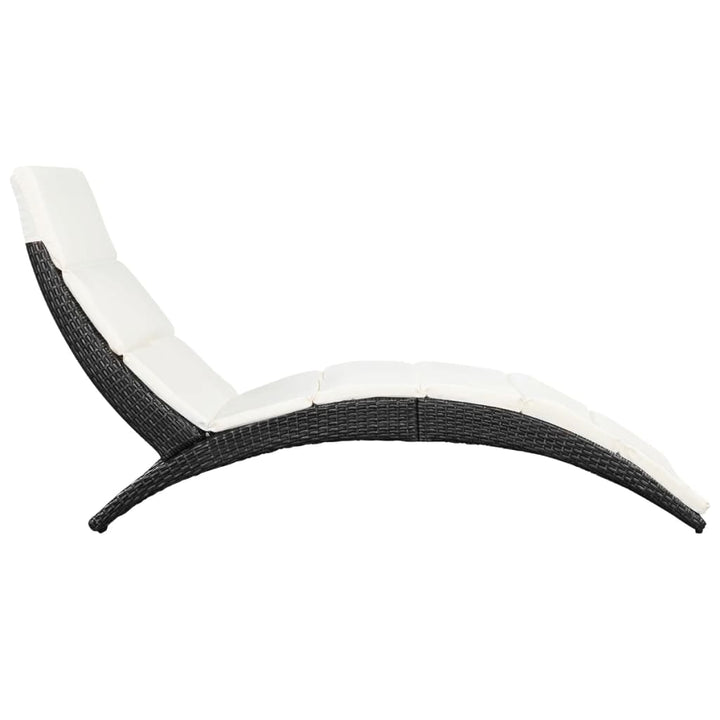 foldbar liggestol med hynde polyrattan sort