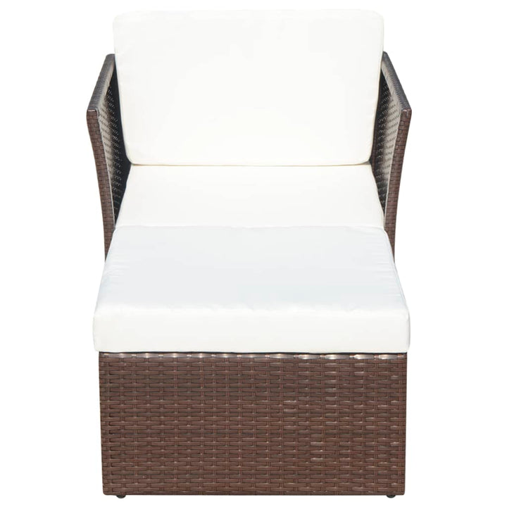 havestol med fodskammel polyrattan brun