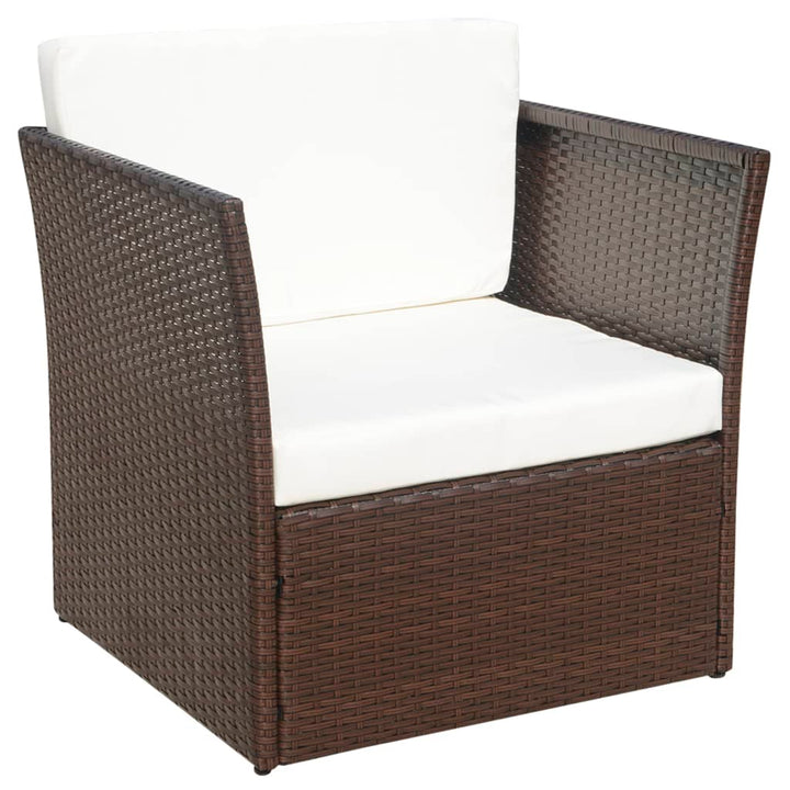 havestol med fodskammel polyrattan brun