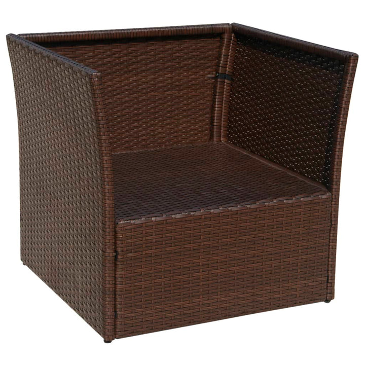 havestol med fodskammel polyrattan brun