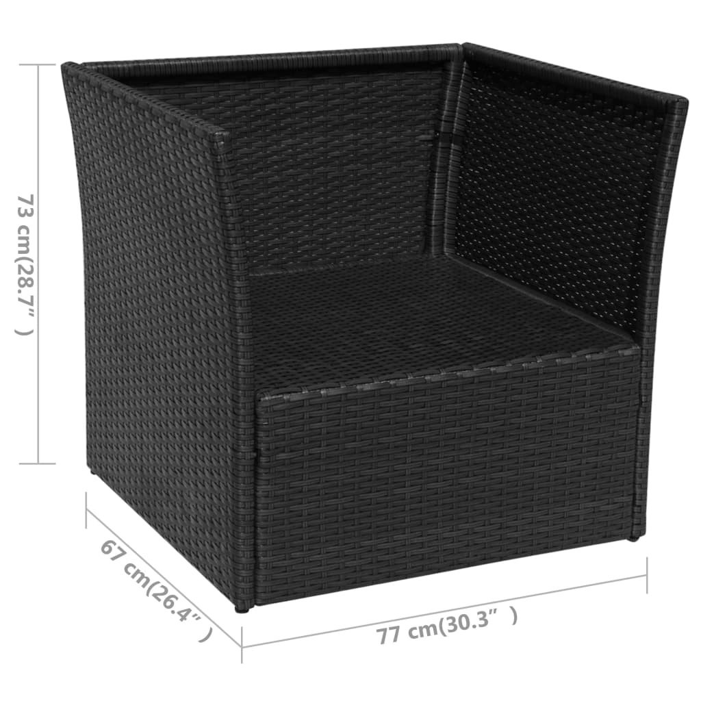 havestol med fodskammel polyrattan sort