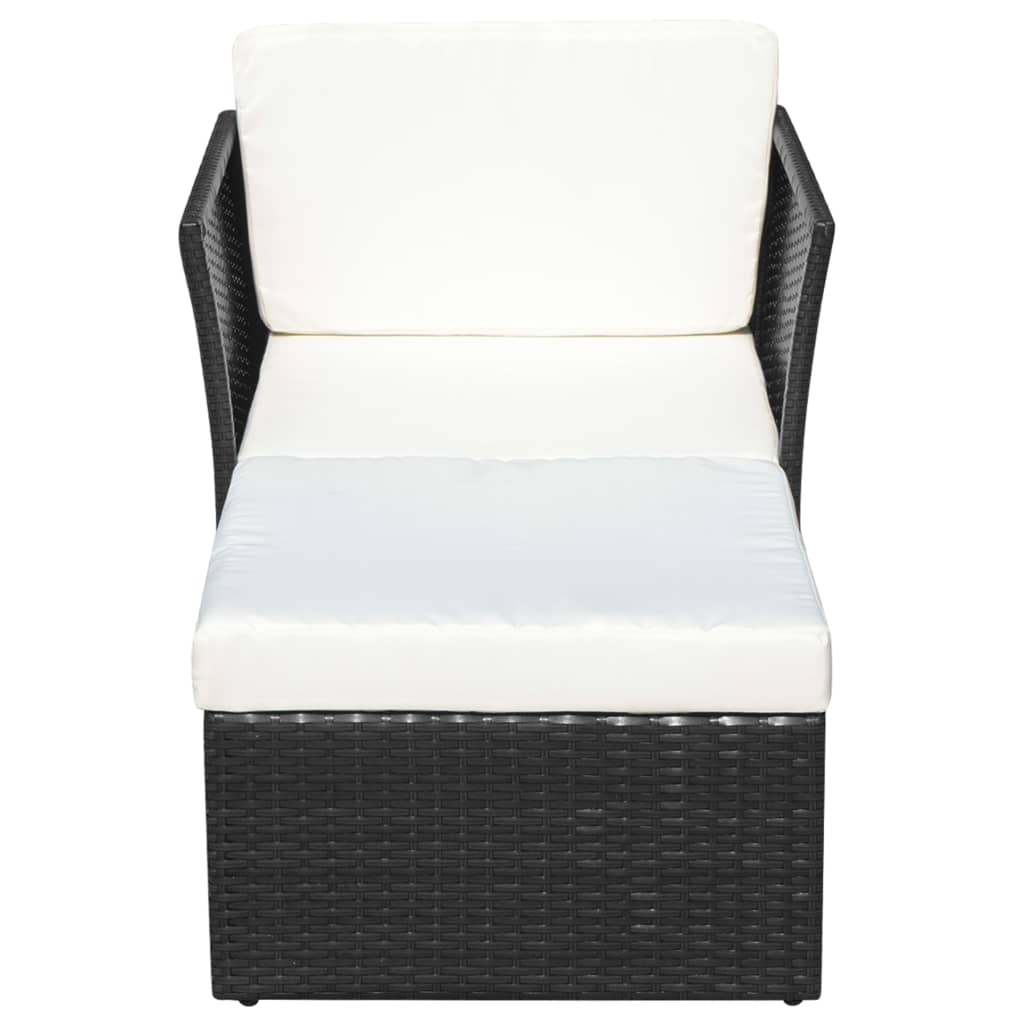 havestol med fodskammel polyrattan sort