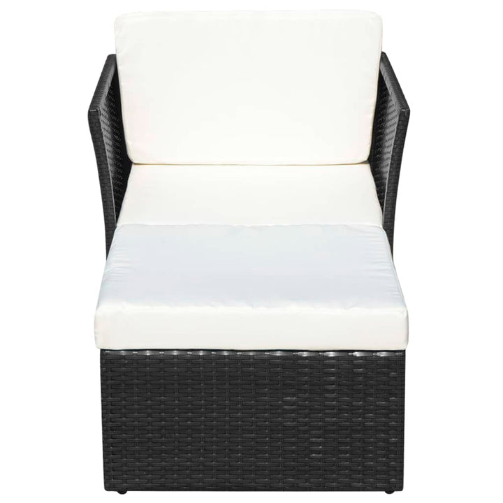 havestol med fodskammel polyrattan sort