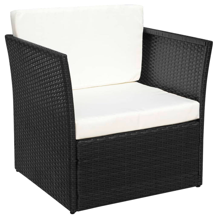 havestol med fodskammel polyrattan sort