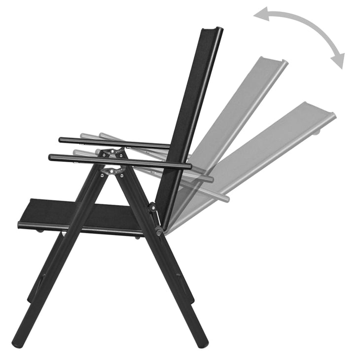foldbare havestole 2 stk. aluminium og textilene sort