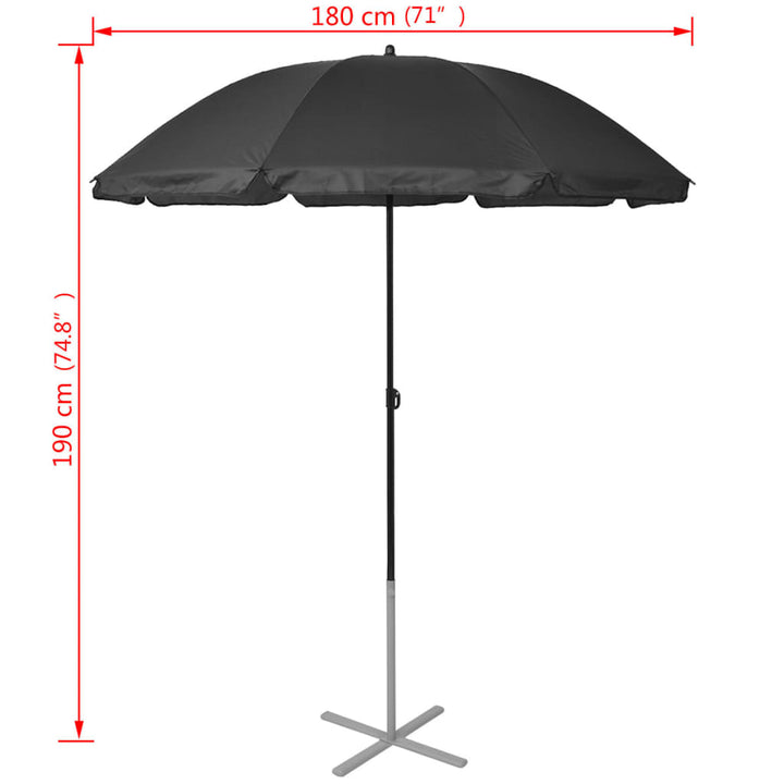 liggestole med parasol aluminium sort