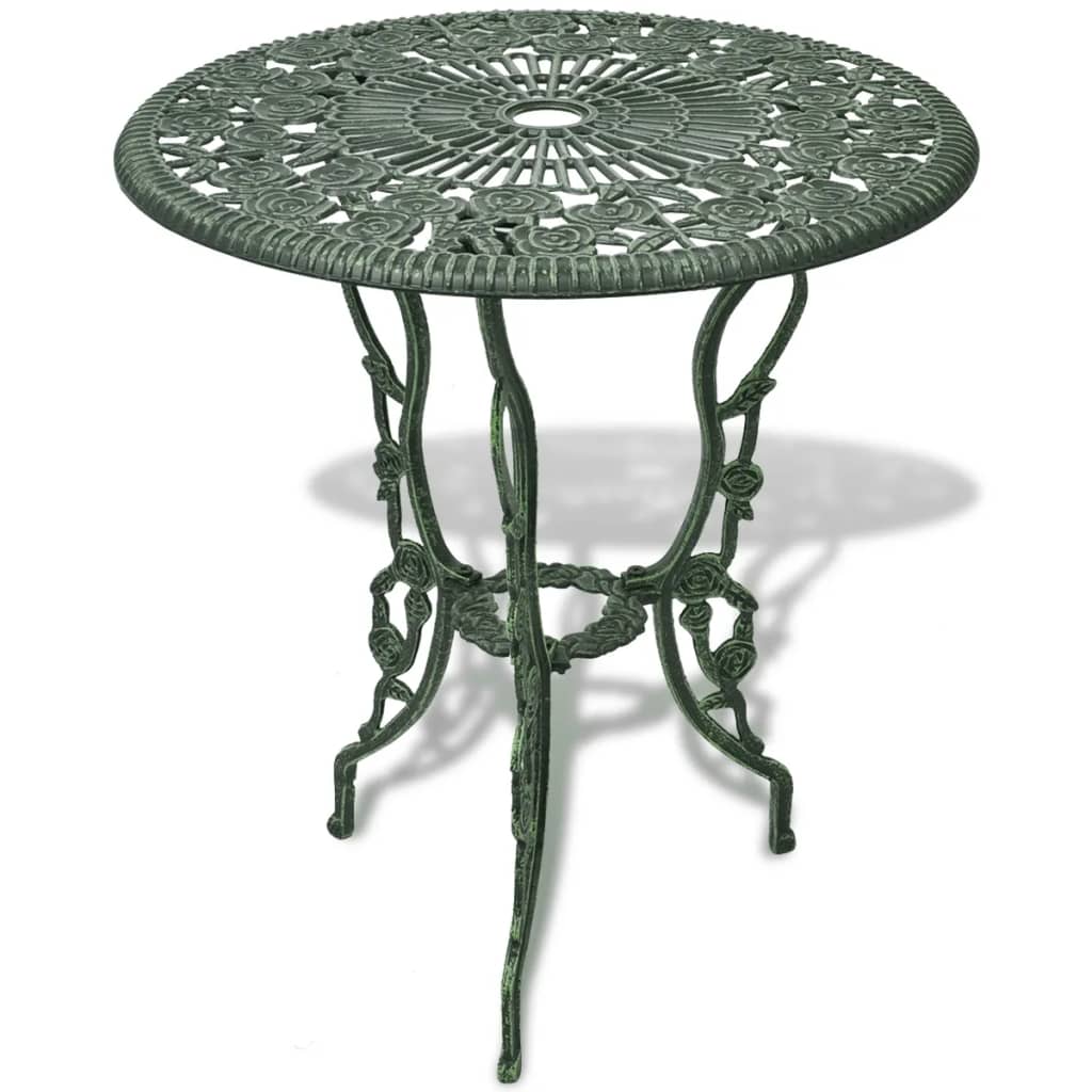 bistrosæt 3 dele støbt aluminium grøn