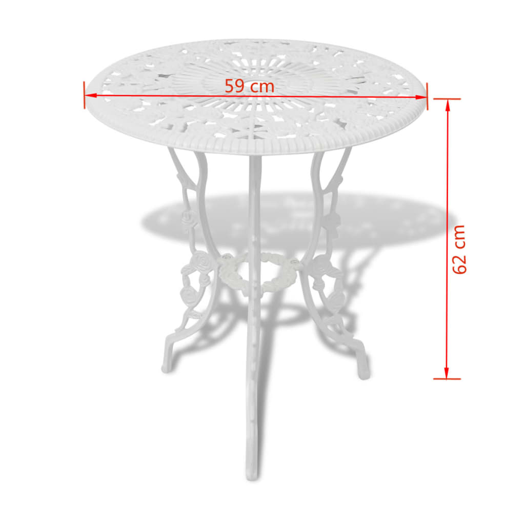 bistrosæt 3 dele støbt aluminium hvid