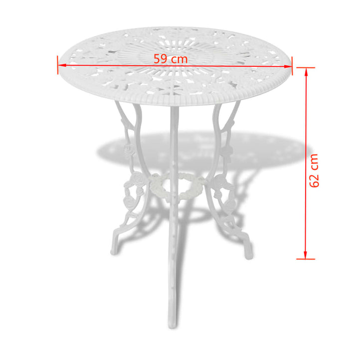 bistrosæt 3 dele støbt aluminium hvid