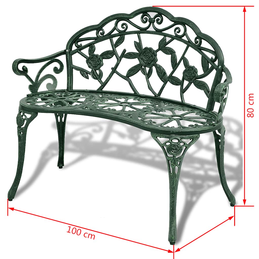havebænk 100 cm støbt aluminium grøn
