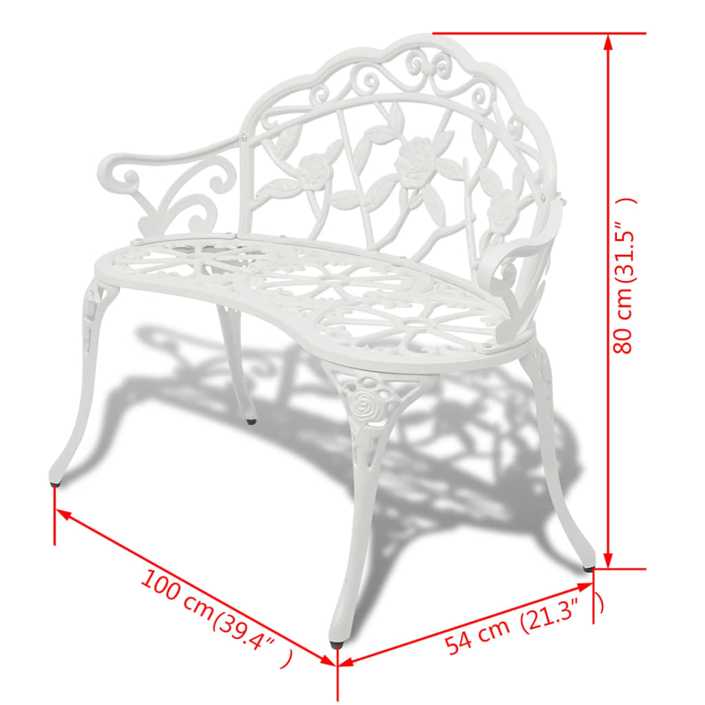 havebænk 100 cm støbt aluminium hvid