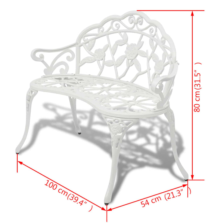 havebænk 100 cm støbt aluminium hvid