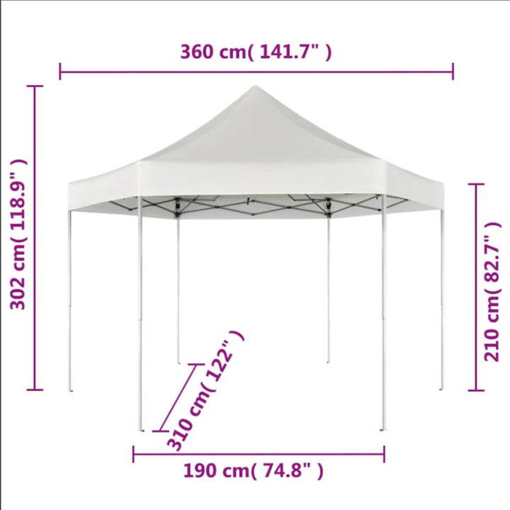 sekskantet foldbart pop-op-festtelt 3,6x3,1 m grå