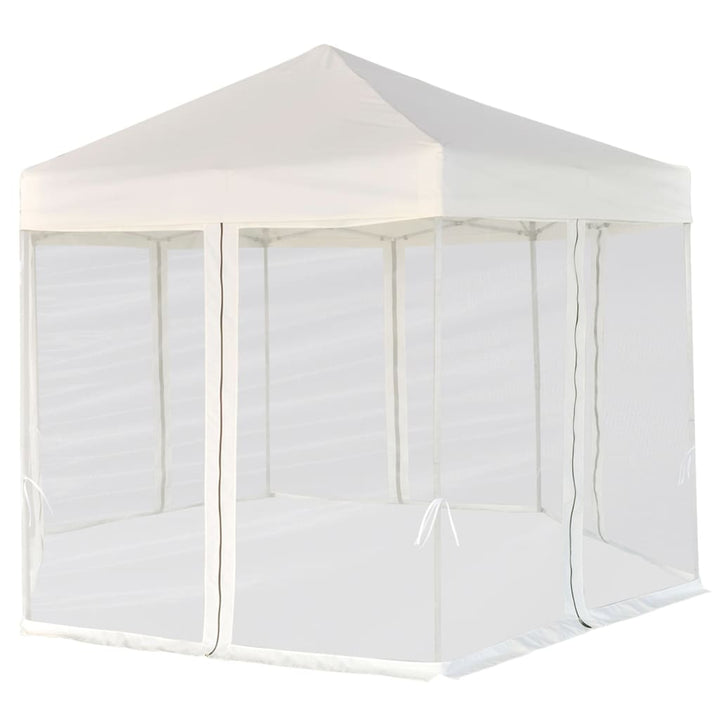pop up-pavillon 6 sidevægge sekskantet 3,6x3,1 m cremefarvet