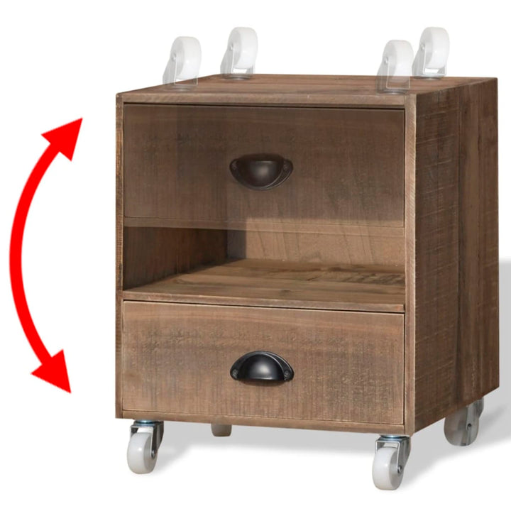 sengebord af massivt træ, brunt, 2 stk.