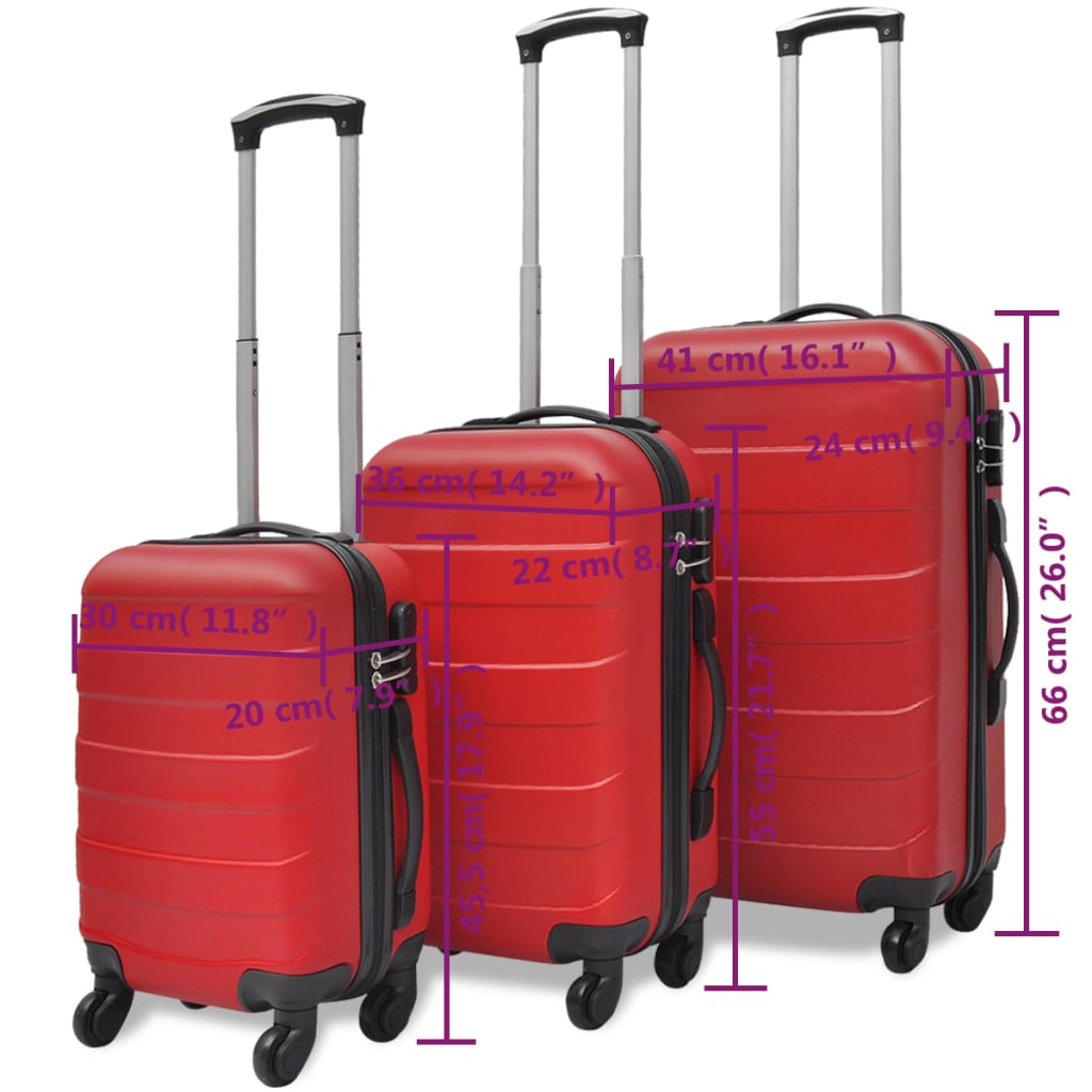 hardcase trolleysæt 45,5/55/66 cm rød