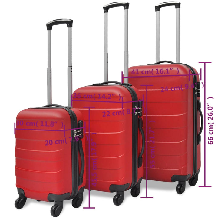 hardcase trolleysæt 45,5/55/66 cm rød