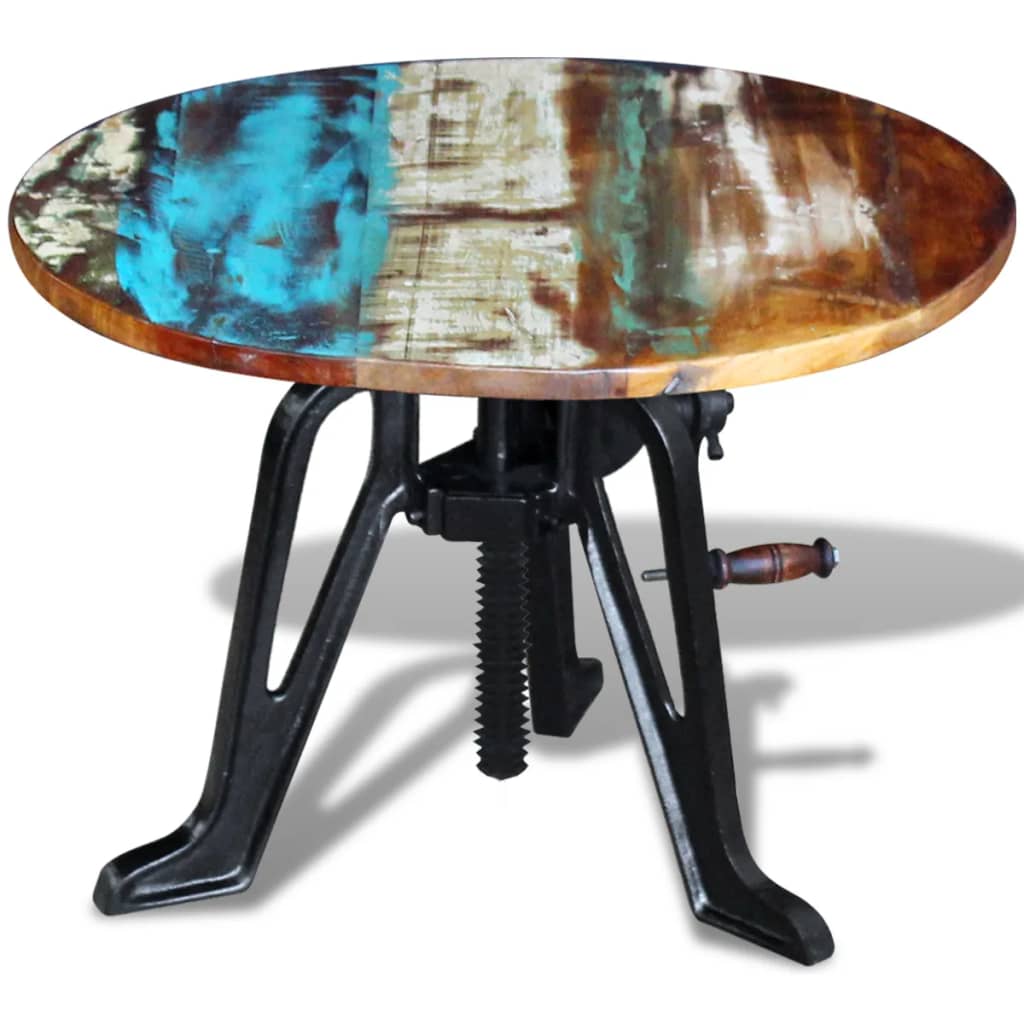 sidebord 60x(42-63) cm massivt genbrugstræ støbejern
