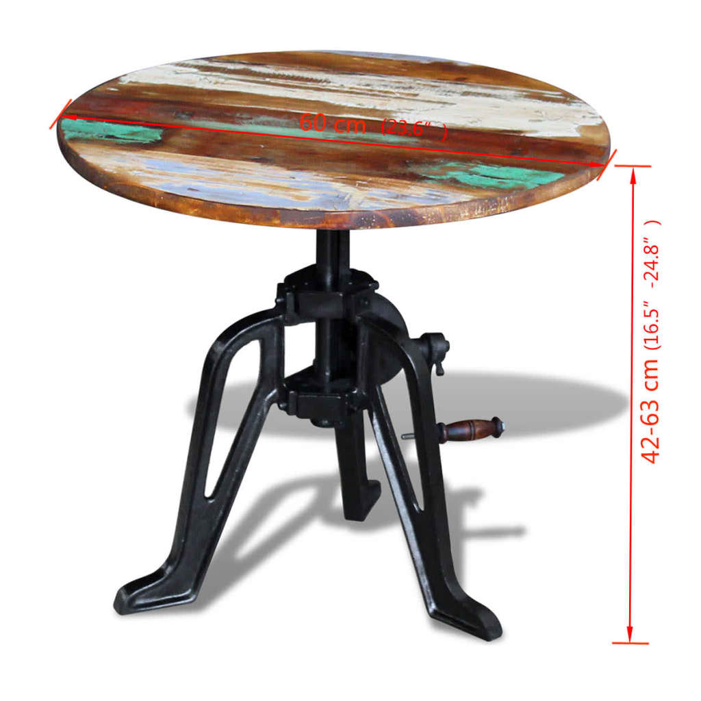 sidebord 60x(42-63) cm massivt genbrugstræ støbejern