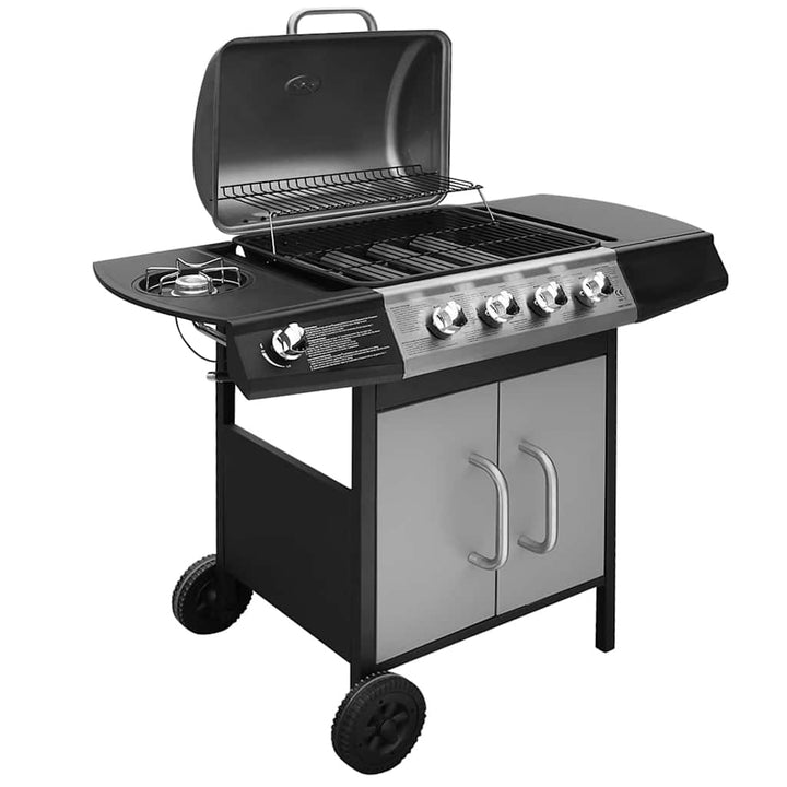 gasgrill 4+1 kogezoner sort og sølvfarvet