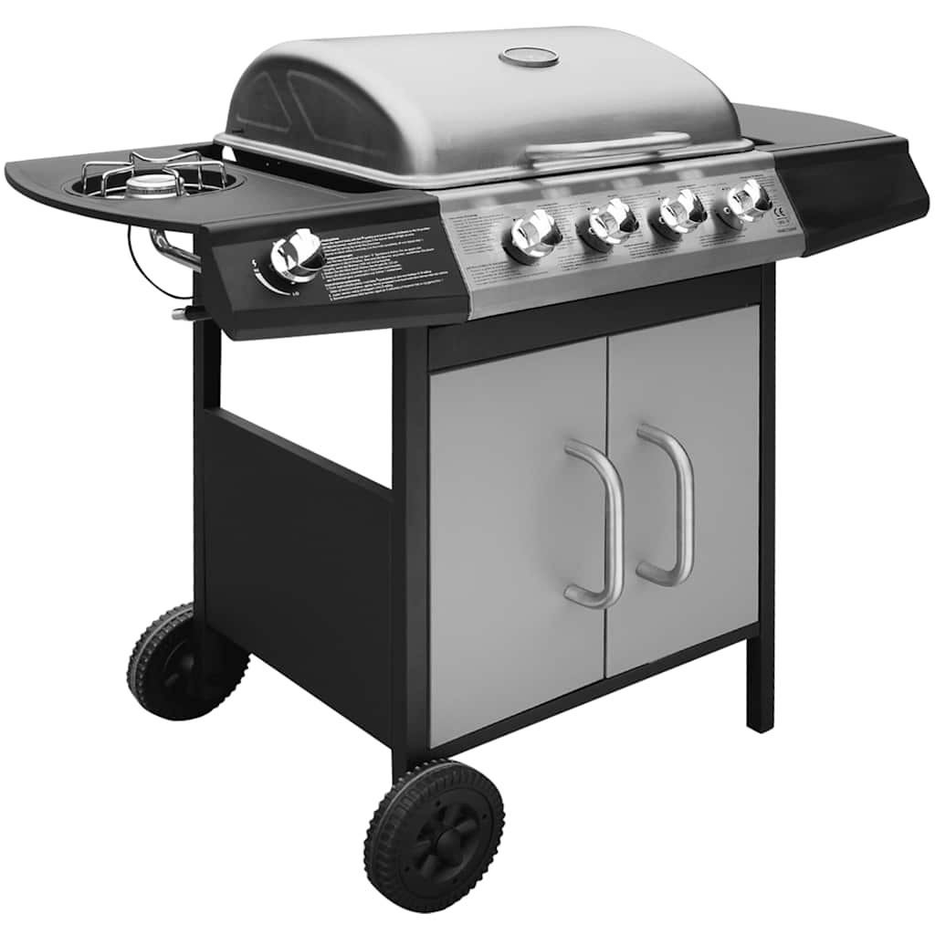 gasgrill 4+1 kogezoner sort og sølvfarvet